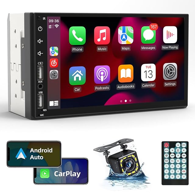 Leadfan Double Din Car Stereo Radio Support Apple Carplay Android Auto 7inch HD Touchscreen Double Din Radio with