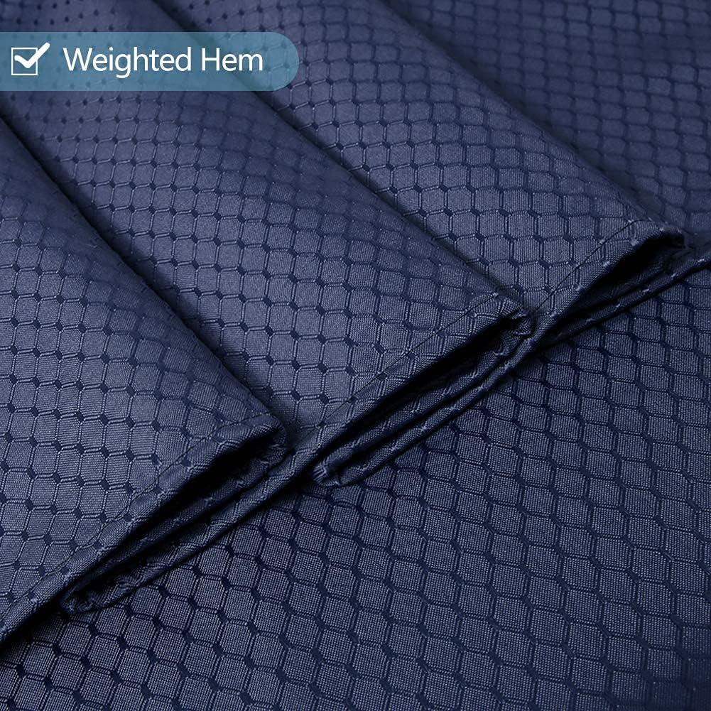 Furlinic Long Shower Curtain Navy Waterproof Mildew Resistant Fabric Bath Curtains Washable 120x200cm for Bathroom with 8 Hooks 47x78 inch - Image 5