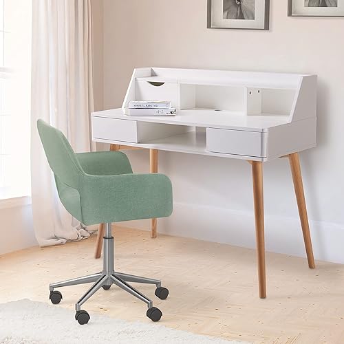 Miniatura 5 de Teamson Home Creativo - Escritorio de madera con almacenamiento para el trabajo desde la oficina en casa, color blanconatural