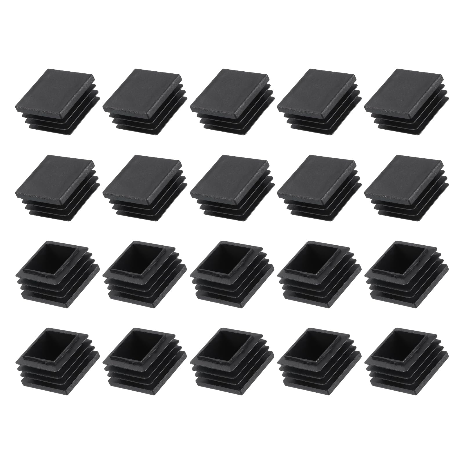 METALLIXITY Square Tube End Cap(30 x 30mm) 30Pcs, Plastic Plugs Insert End Caps Pipe Cap Cover Threaded End Blanking Caps Protector - for Square Tube Fence Furniture Table Chair Legs, Black