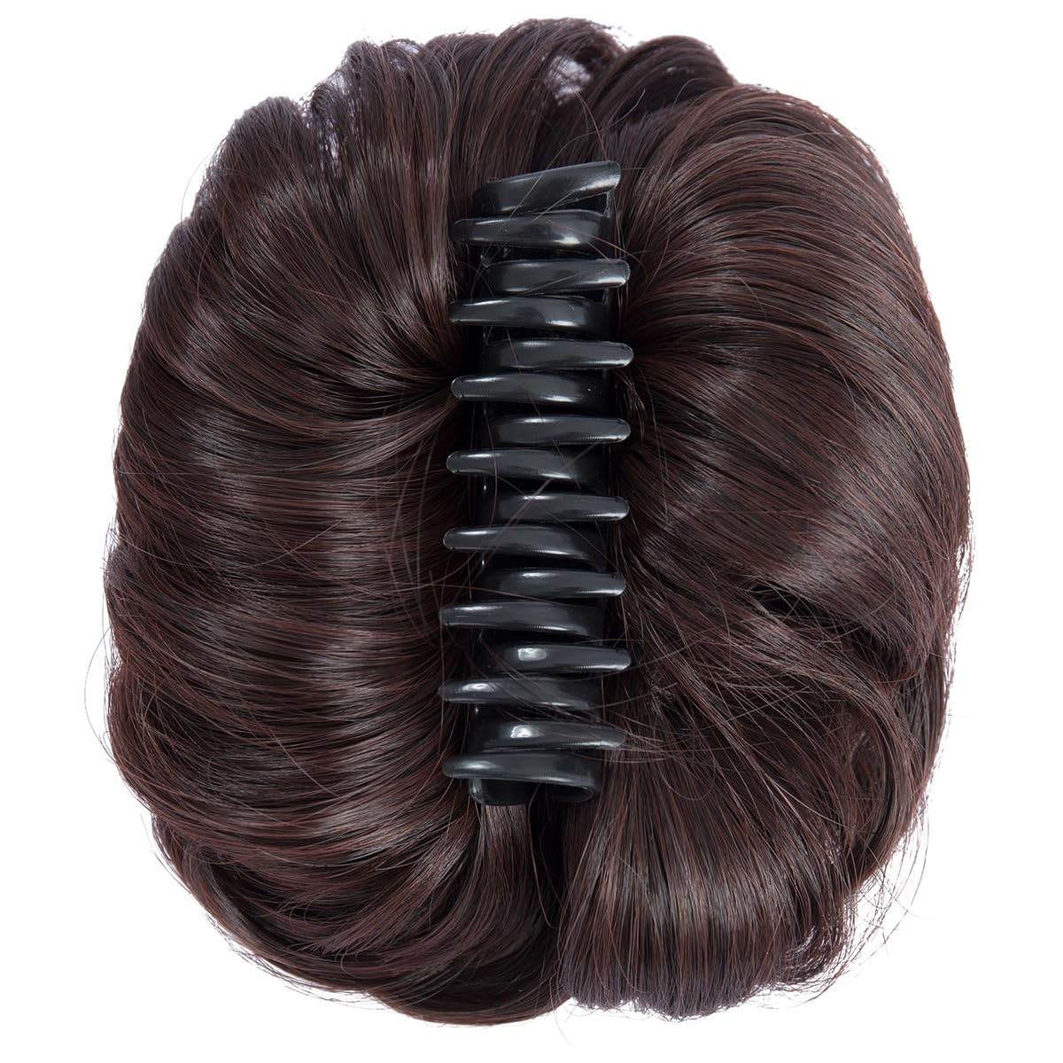 Yamel Messy Bun Hair Pieces for Women Claw Clip Hair Bun Extension Natural Black in Dark Auburn Tousled Space Updo Synthetic Donut Curly Scrunchie - Image 3