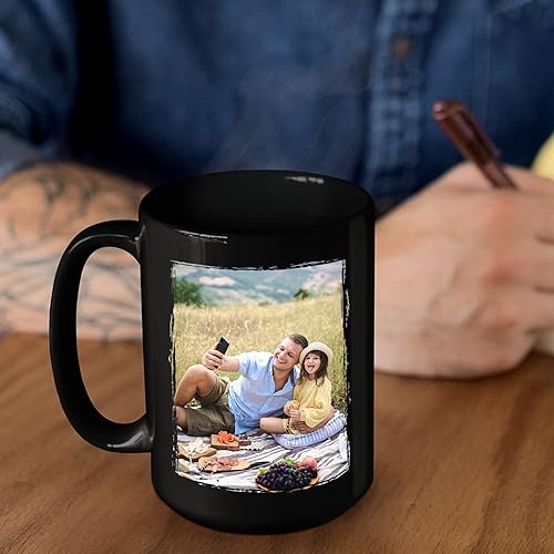 Miniatura 6 de Taza de café con texto y foto personalizada para papá, papá te amo tanto, taza de café de 11 15 onzas, regalo de hija e hijo, marco personalizado