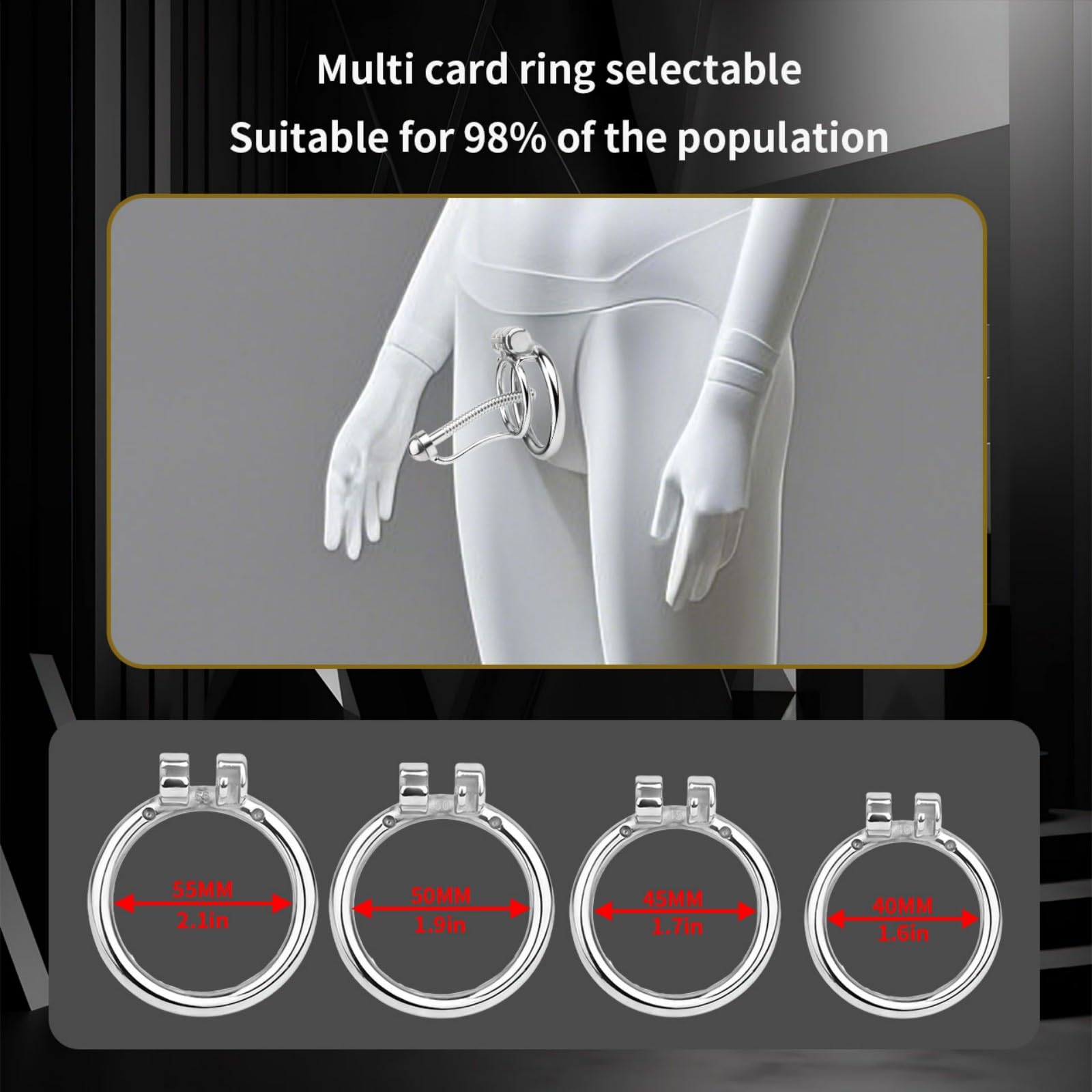 Cage de Chasteté Pénis avec Dilatateur Cage Chastetée en Acier Inoxydable avec Serrure Cachée et 2 Clés pour Homme Pénis Bondage Sex Toys Chastity Cage en Métal est Ventilée et Respirante (45mm)