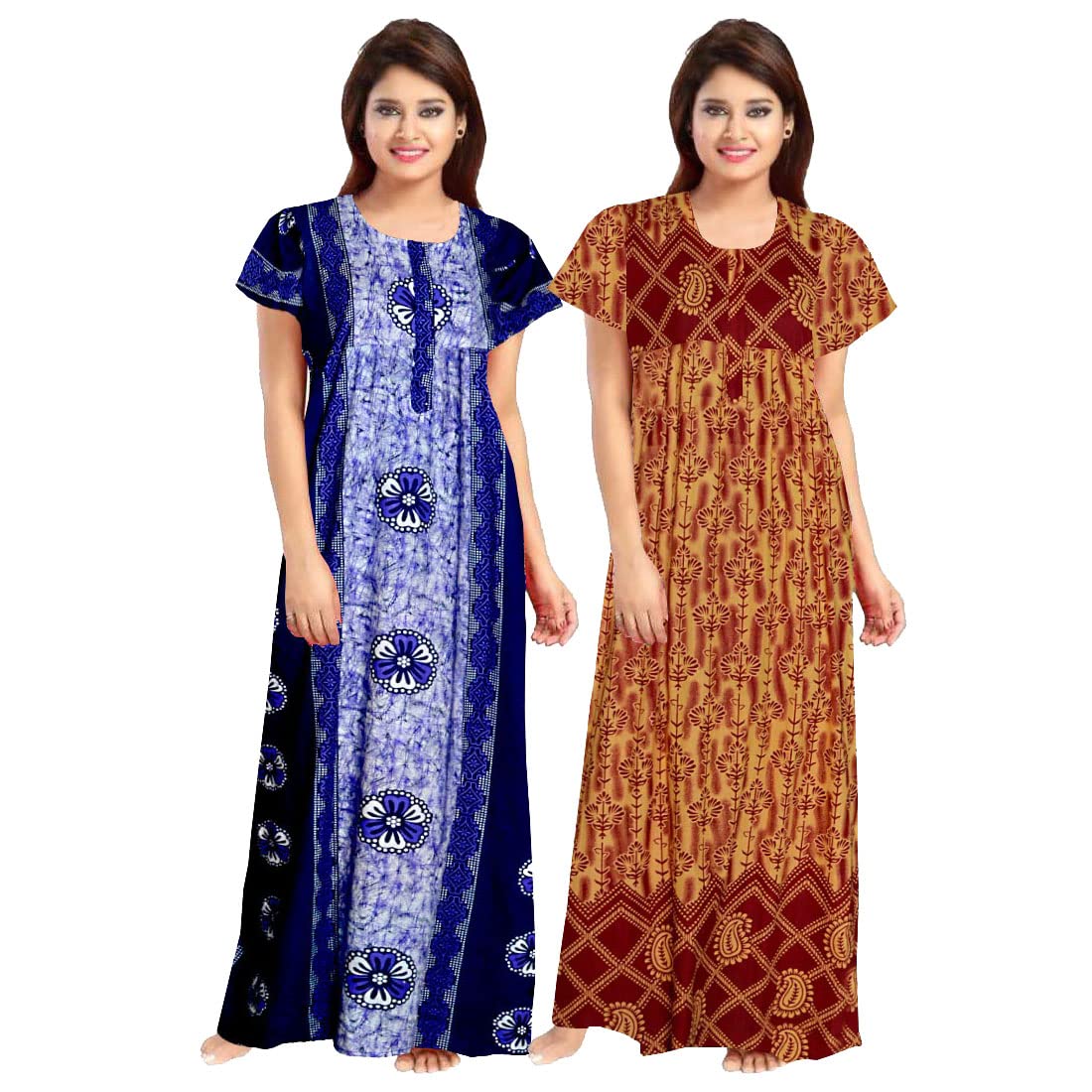 silver organisation 100% Pure Cotton Nighties Combo (Pack of 2)-picture-31