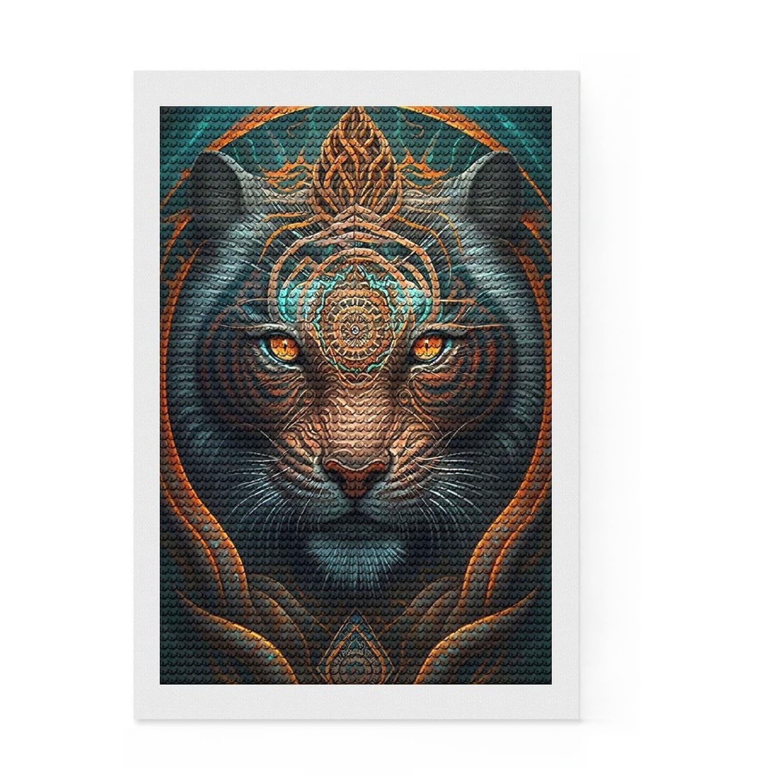 Junmoney Tiger Mystical Beings Diamond Art Kit 8"x12", for Creative Relaxation, Bedroom Decor, Simple to Start, Thoughtful Handmade Gift