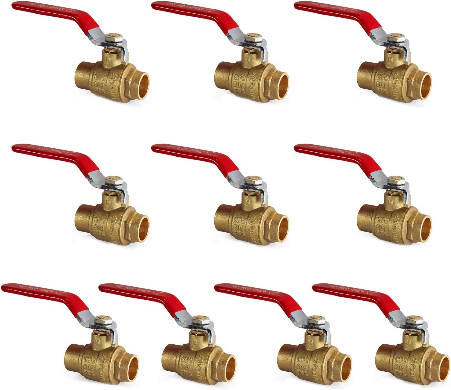 (Pack of 10) EFIELD 1/2" Sweat Brass Full Port Shut-off Ball Valve, 600 WOG (Water, Oil and Gas),(VALVE044-10PCS)