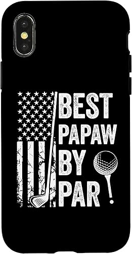 iPhone XXS Best Papaw By Par USA Flag Golf Father's Day Golfing Grandpa Case