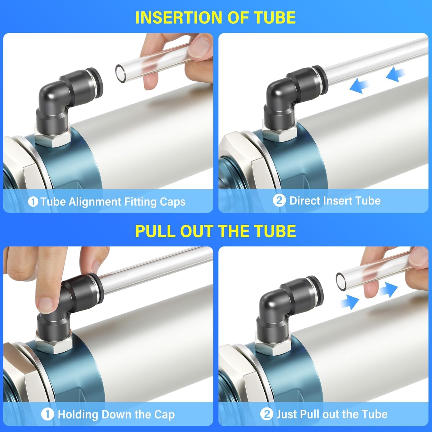 Tailonz Pneumatic Raccordi innesto rapido 0,6, 0,9, 1,3 tubi aria, kit di filettato di collegamento per raccordi a innesto rapido, per tubi in nylon, dell'aria, in PU e altri (confezione da 66)