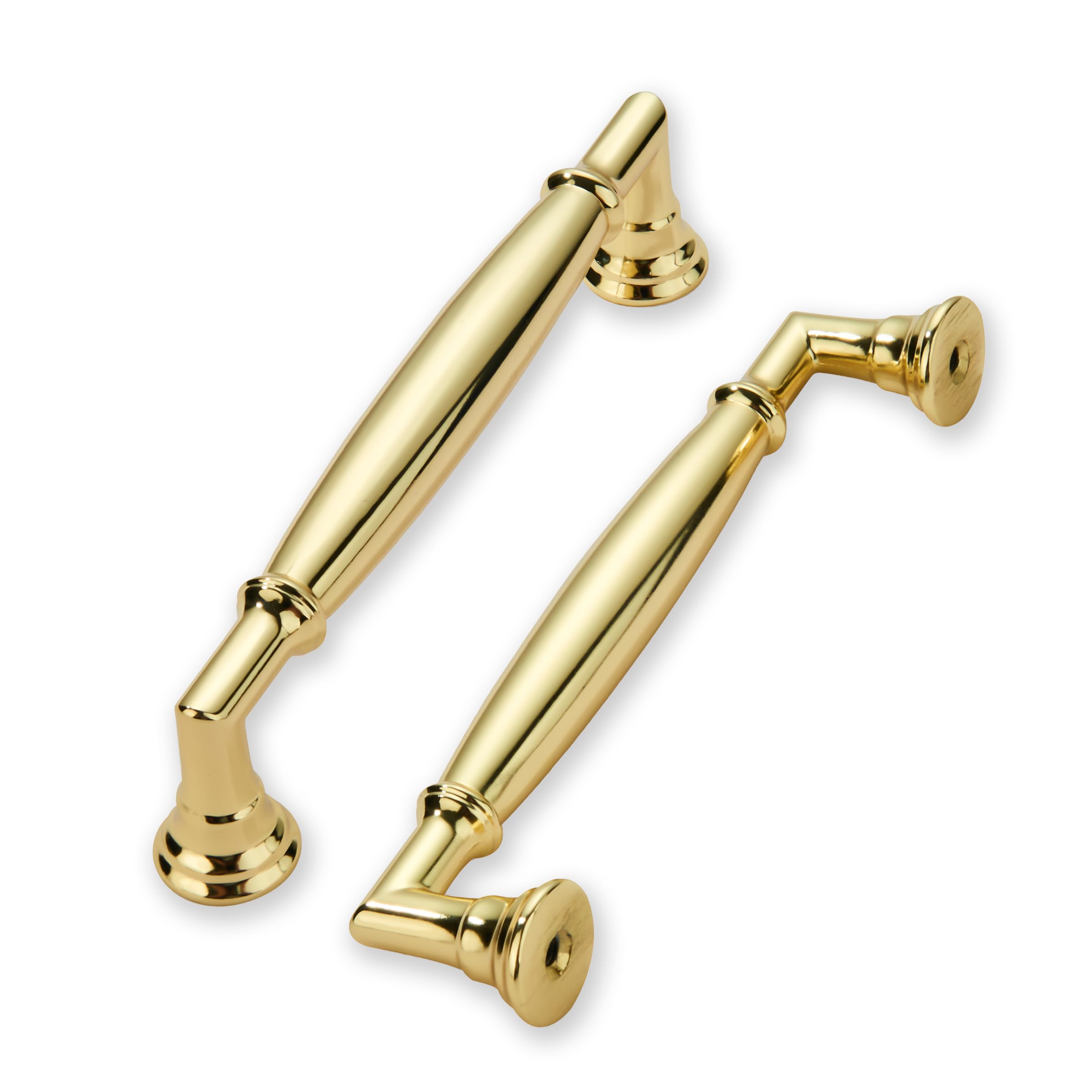 khtumeware 10 Pack 3-3/4 Inch(96mm) Polished Brass Cabinet Pulls Heavy Duty Solid Cabinet Handles Kitchen Cabinet Hardware for Cupboard Drawer Handles