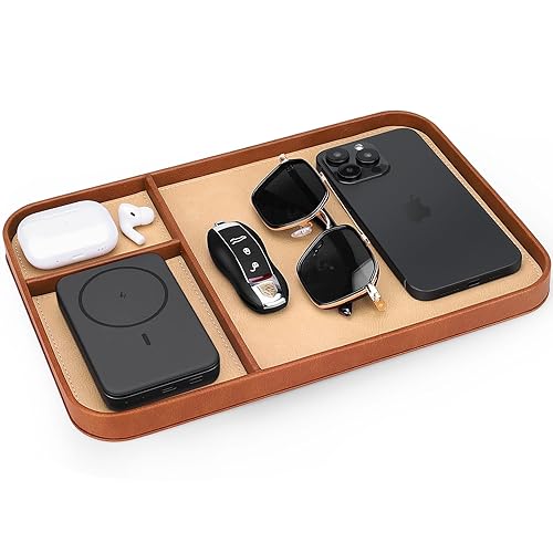 SENEN Leather Tray, Stylish and Organized Multifunctional Tray, for Table
