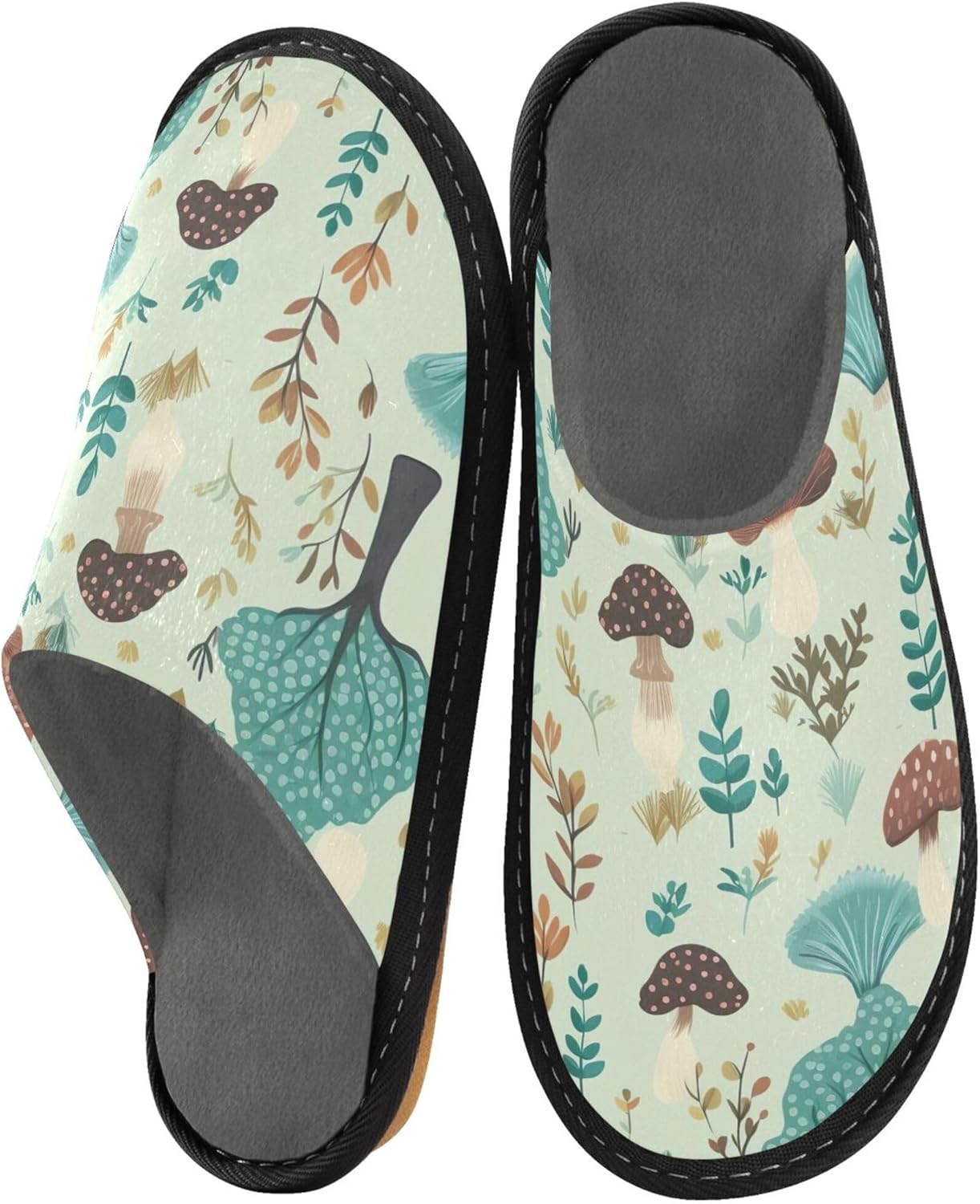 Mushroom House Slippers – Cozy Fuzzy Slippers for Guests, Washable & Disposable, Perfect for Shoeless Home, Spa & Hotel Use A111406