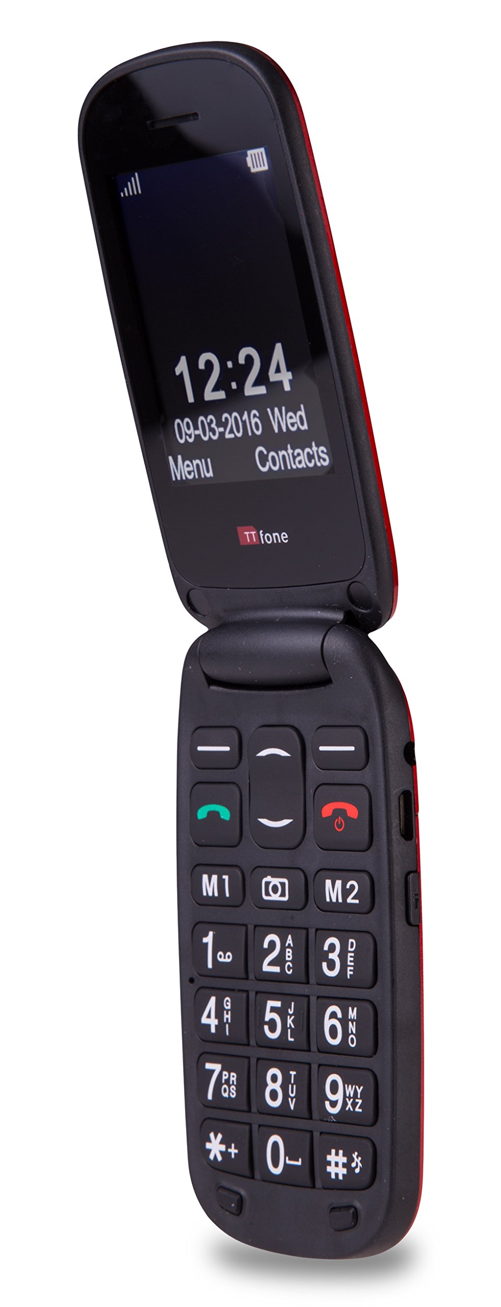 TTfone Lunar TT750 Big Button Simple Easy Clamshell Flip Mobile Phone Pay As You Go (O2 Bundle, Red)