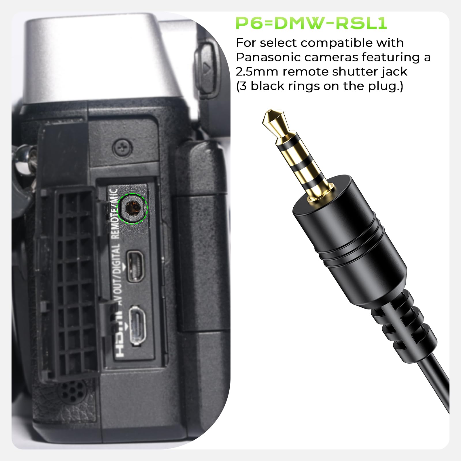 Telecomando ricaricabile per fotocamera Panasonic – Hanpusen Wireless & Wired Remote Control per Panasonic S1II, S1IIE, S1RII, G97, GH7, G9 II, S5IIX, S5II, GH6, BS1H, GH5 II, BGH1, S5, S1H, G95