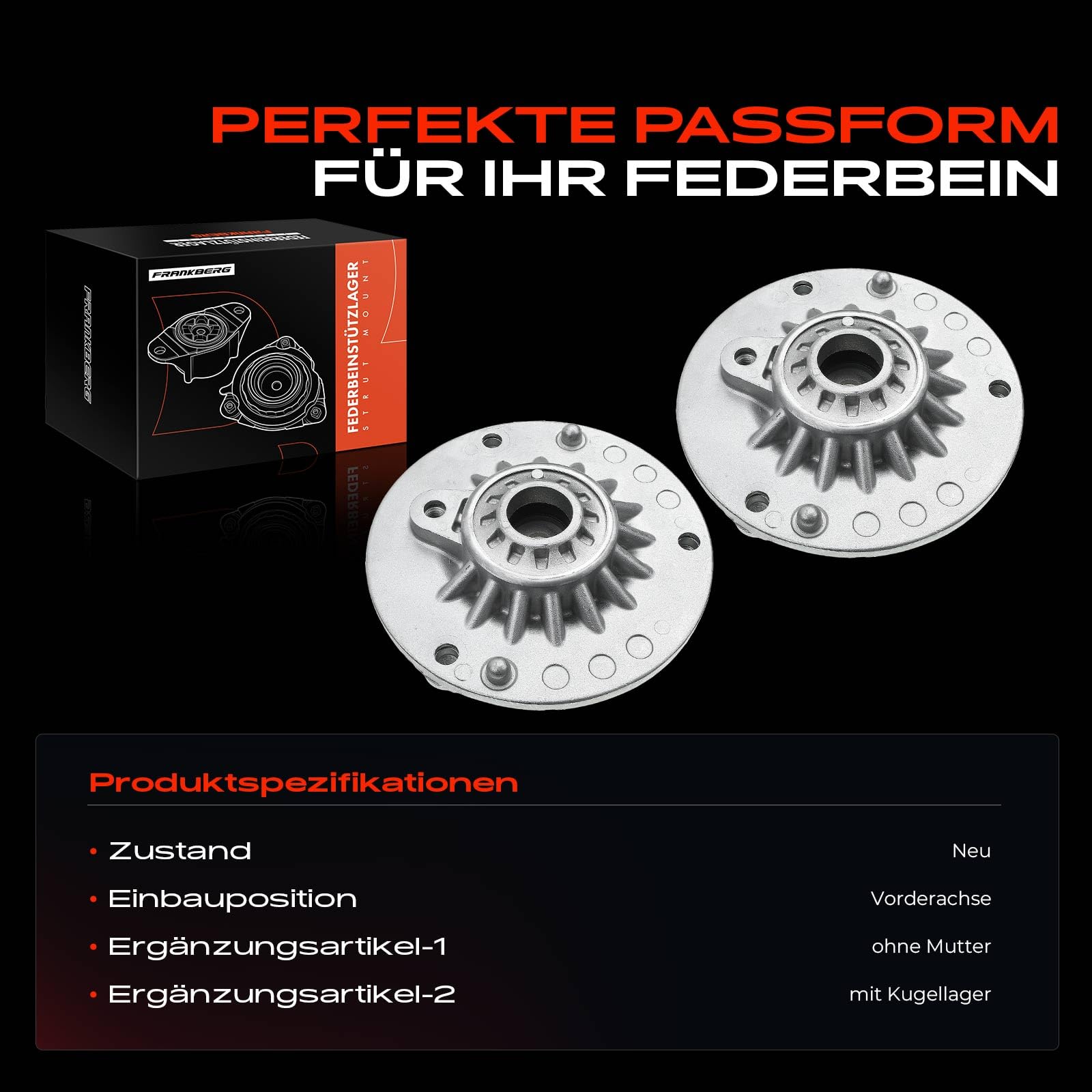 Frankberg 2x Federbeinstützlager Vorderachse Kompatibel mit F30 F31 F80 2011-2014 F20 2010-2019 F22 F87 F34 2012-2014 F23 2014 Replace# 31306880438