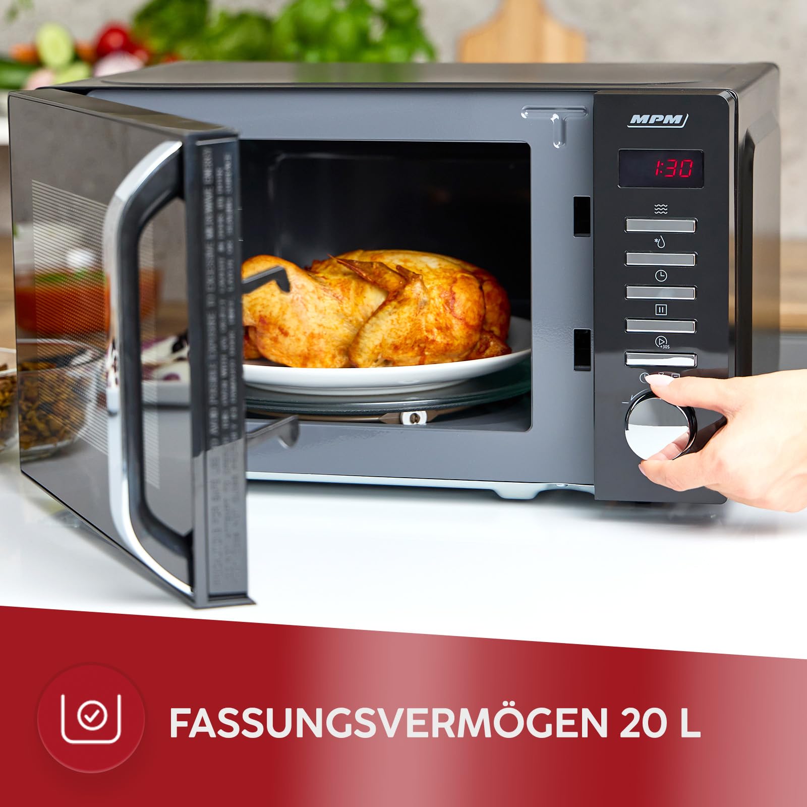 MPM Mikrowelle MPM-20-KMT-05 20 L - Mikrowellenofen für schnelles Kochen - Erwärmen und Auftauen - Digitales Steuerungssystem 700 W