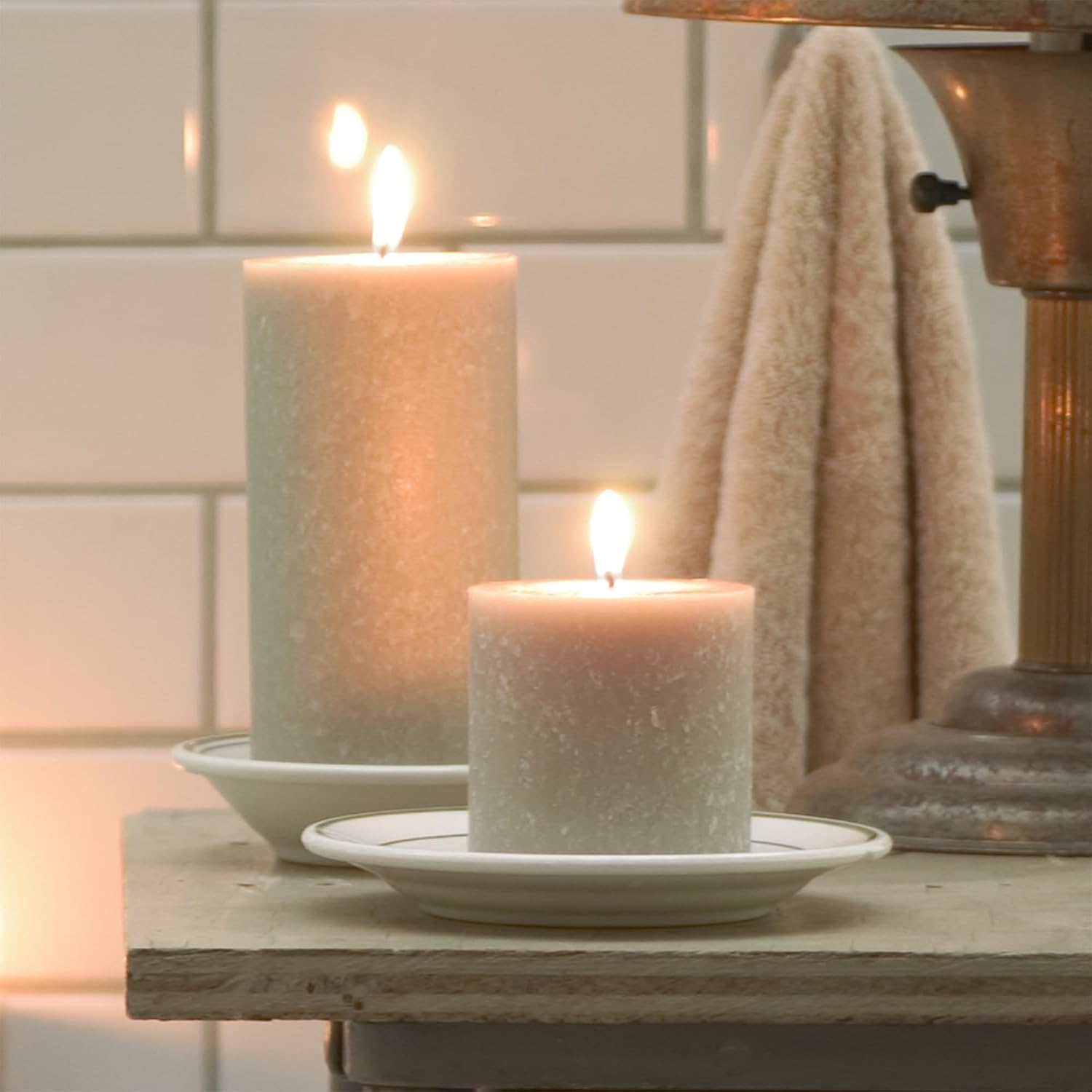 Root Candles Timberline™ Premium Handcrafted Unscented Pillar Candle, 4 x 4-Inch, Ivory
