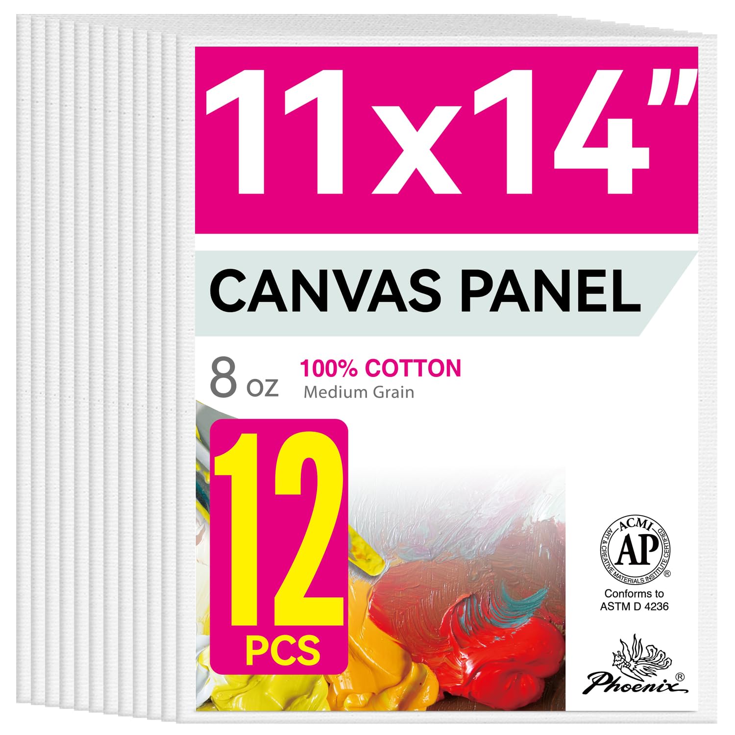 Amazon.com: PHOENIX Painting Canvas Panels 11x14 Inch, 12 Value