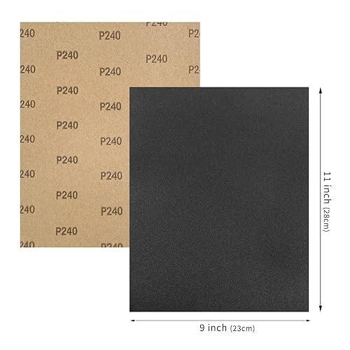 Miniatura 6 de 9 x 11 pulgadas, 15 piezas de papel de lija húmedo y seco, papel de arena abrasivo impermeable de grano 240, hojas de papel de lija de carburo de