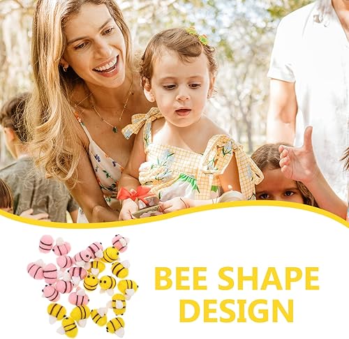 Miniatura 2 de EXCEART 24 bolas de fieltro de lana para manualidades de abeja, suministros para baby shower, revelación de género, fiesta, guardería, tienda de