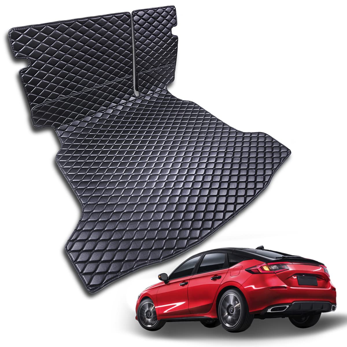Photo 1 of 7DEEKEI for 2022-2024 Honda Civic Hatchback ? Type R Trunk Mat + Rear Backrest Mat Cargo Tray Liners All Weather Waterproof Accessories Civic Hatchback?Type R trunk mat
