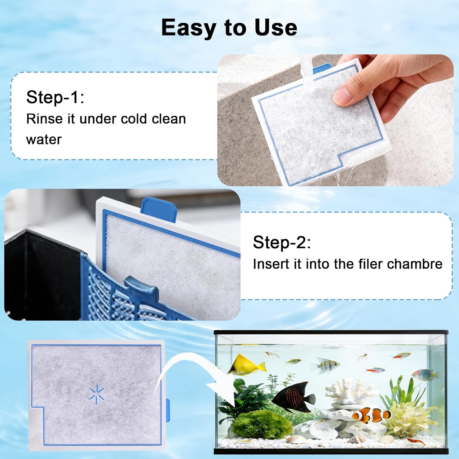 16 Pack Medium Fish Tank Filter Cartridges Compatible with Aqueon QuietFlow LED PRO Power Filter Size 10/Power Filter Size 10/E Internal Power Filter Size 20/Zilla Size 20(+10pcs Filter Pads)