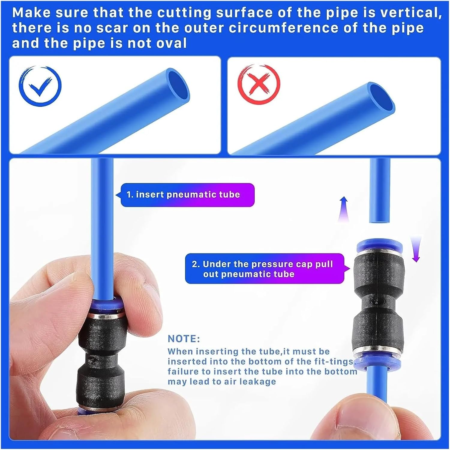 50/200Pcs Pneumatic Fitting Straight Push Plastic Connector 6/8/10/12/14/16mm Trachea PU Air Fittings(PU-16,50Pcs)