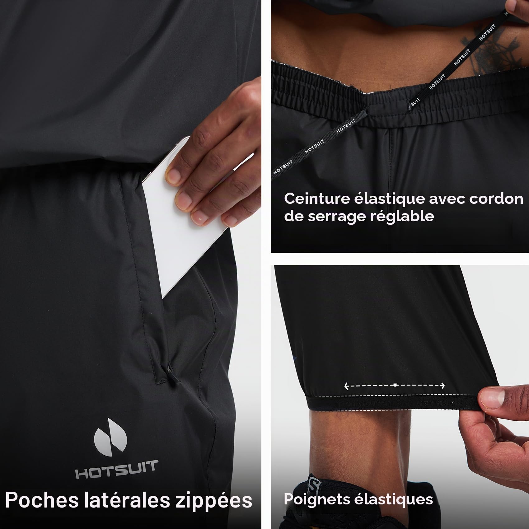 HOTSUIT Vêtement de sudation Hommes Sweat Pantalon et Veste pour SPORT Sweat Suits Vêtements de Sauna Combinaison Sudation pour sport de sweat