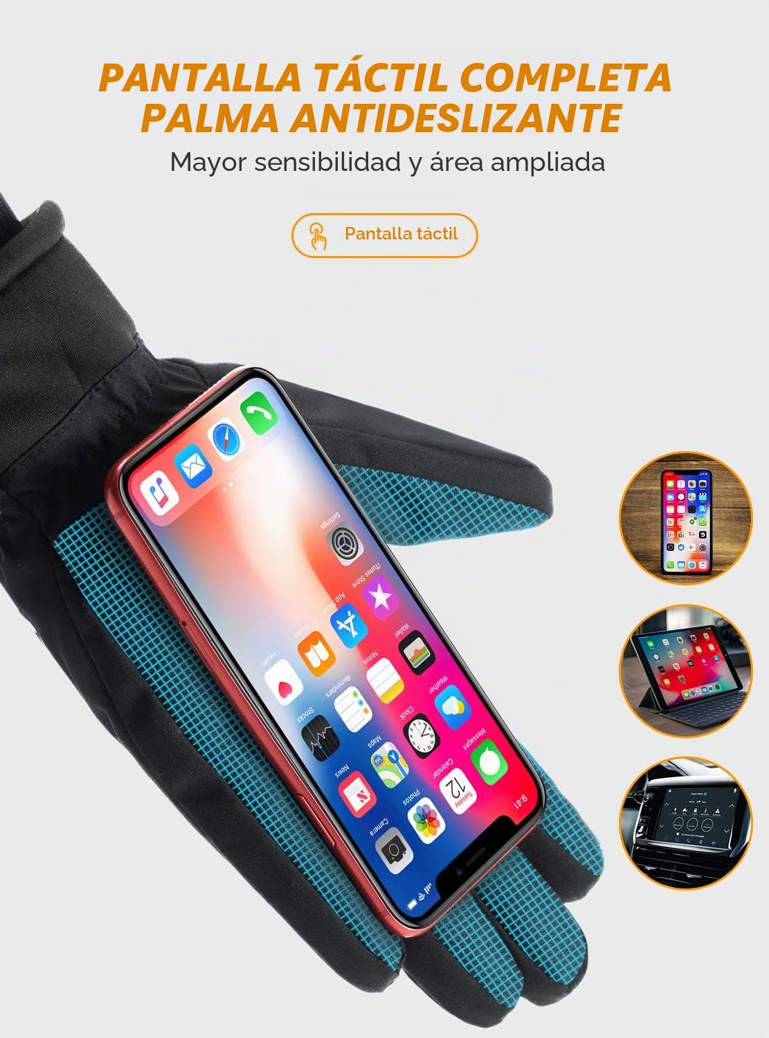 TRENDOUX Guantes Invierno Hombre Mujer - Termicos Hombre Impermeables para Frio, Bicicleta Montaña Nieve Ciclismo MTB, Tactiles Mujer Running Esqui Snowboard, Guantes Moto Invierno Calefactables