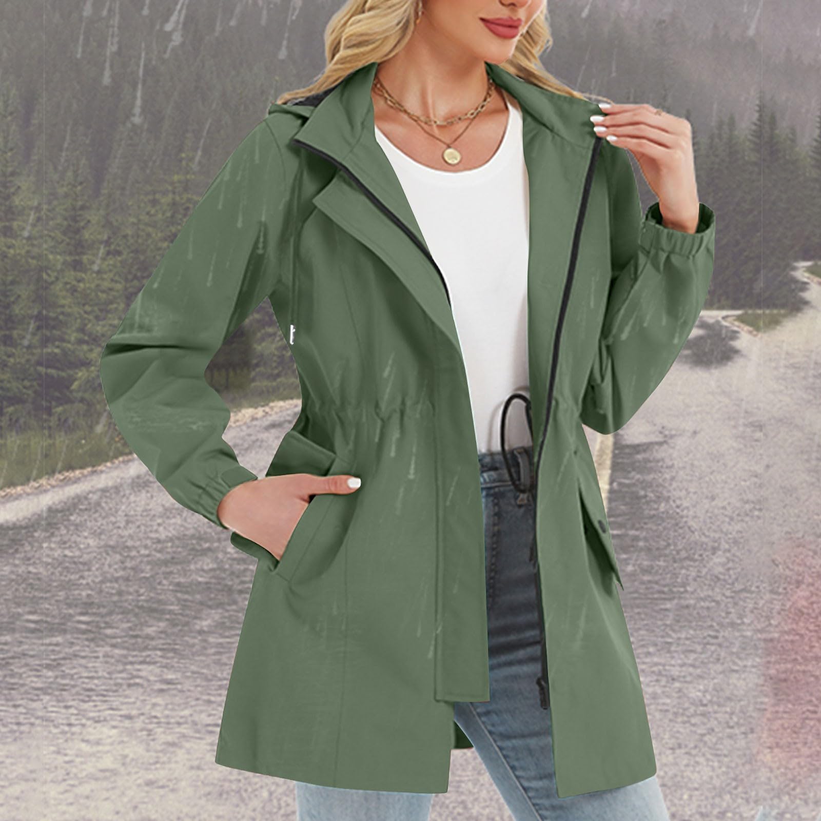 Chaqueta Impermeable Transpirable Para Mujer, Softshell, Liso, Plegable, Con Capucha, Cortavientos, Senderismo, Primavera Y Otoño. Mujer Cortavientos Softshell Capelina Waterproof Jacket