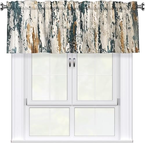 Miniatura 24 de Cenefa navideña para ventana - Cenefa de cortina de muñeco de nieve con bolsillo para varilla, árbol de Navidad, copo de nieve, tratamiento rojo