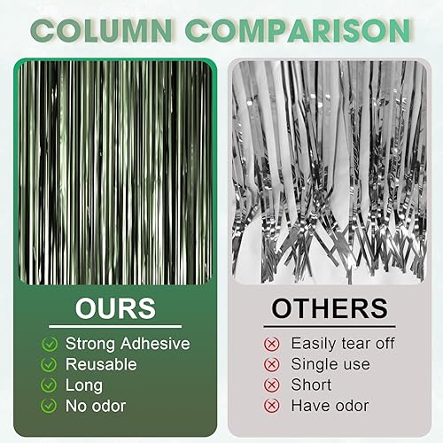 Miniatura 75 de Cortinas de fondo de flecos de papel de aluminio para fiestas, 3 piezas, 39.6 x 98.4 pulgadas, azul retro 48 Retro Azul,03 Rosa,04 Rosa