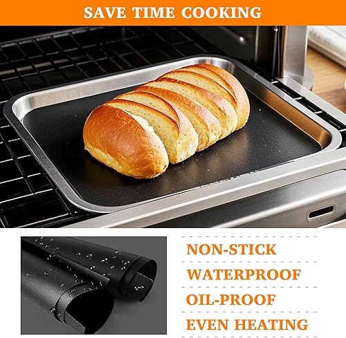 Miniatura 4 de 5 piezas de esteras de teflón para forro de horno para la freidora de aire de puerta francesa de 26 QT Emeril Lagasse 360, forros de freidora de