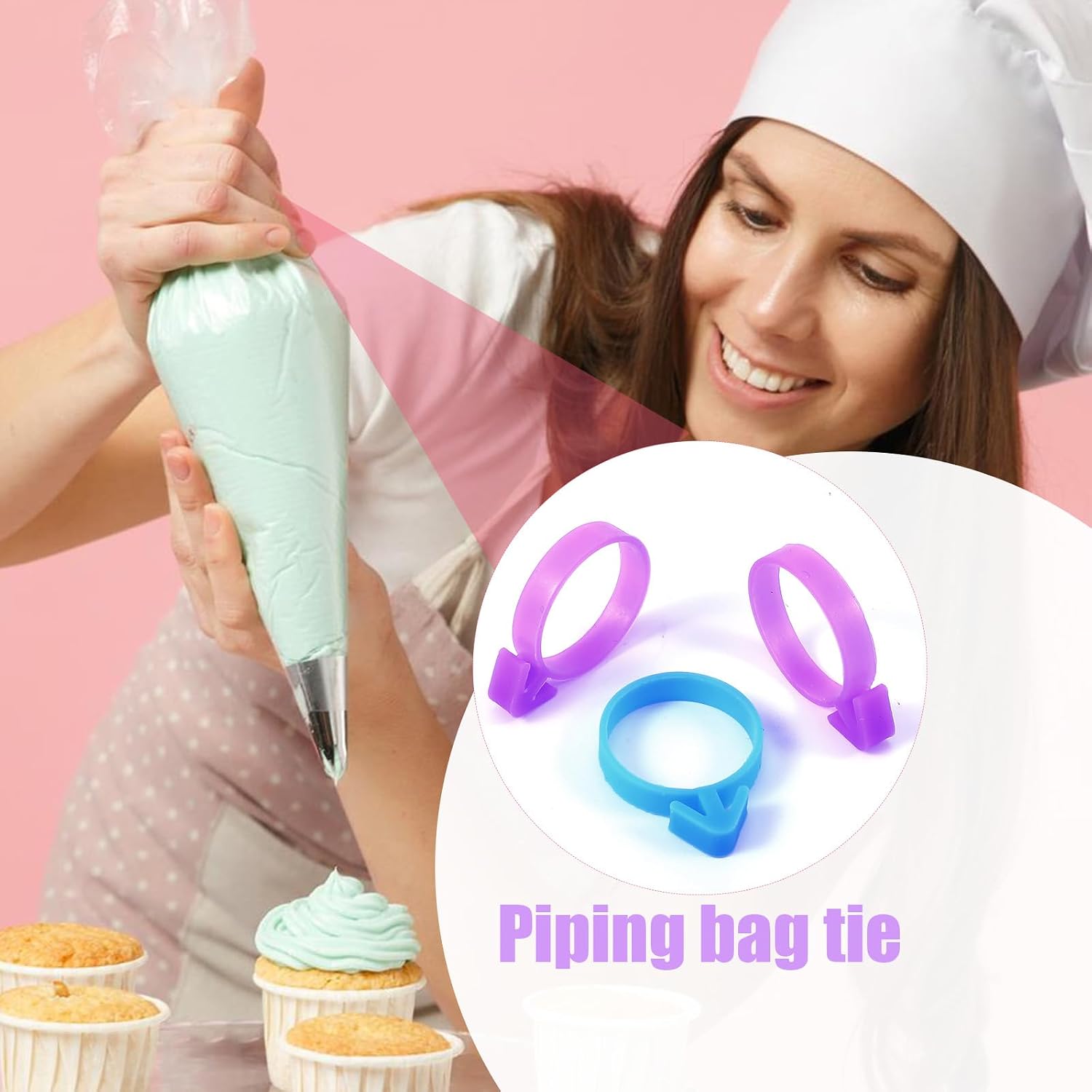 40 Pcs Pastry Bag Ties Reusable Silicone Icing Piping Bags Tie Icing Bag Ties Decoration Bags Cake and Pastry Supplies Clips for Cookies Cupcakes Baking Dessert Candy Seal