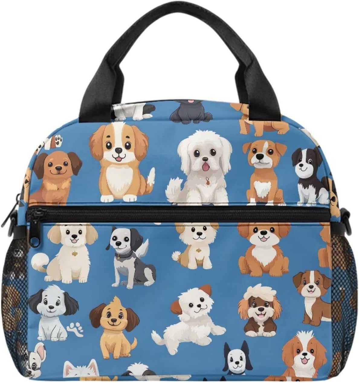 Puppy Dogs Lunch Box for Kids Girls Insulated Lunchbag Portable Reusable Lunch Tote with Adjustable Shoulder Strap Lightweight Meal Pouch for School Picnic Travel Blue