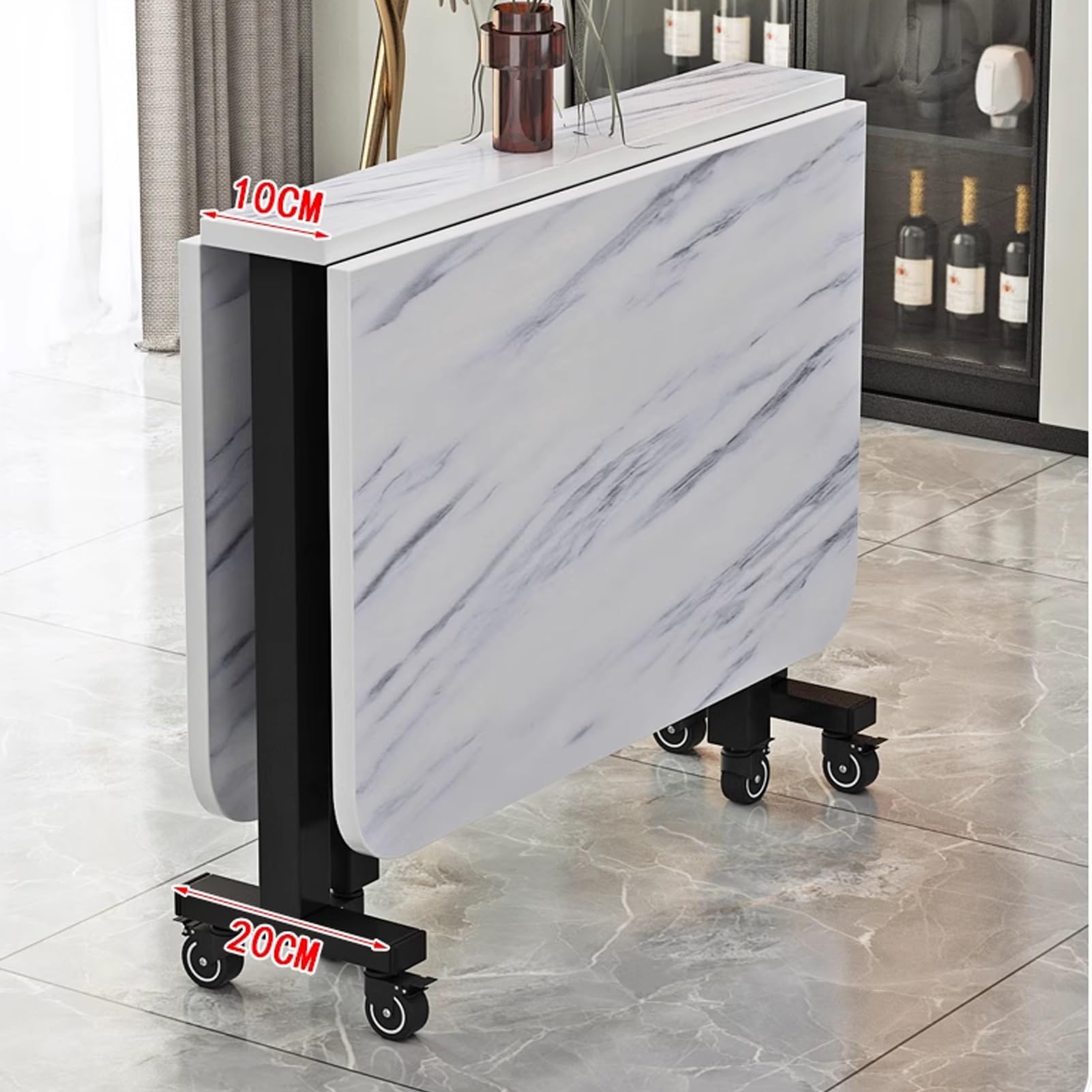 Wysuwany nowoczesny składany stół jadalny z kółkami oszczędzający miejsce składany stół kuchenny na spotkania i spotkania 120 x 70 cm (47,2 x 27,6 cala) - kolor 6