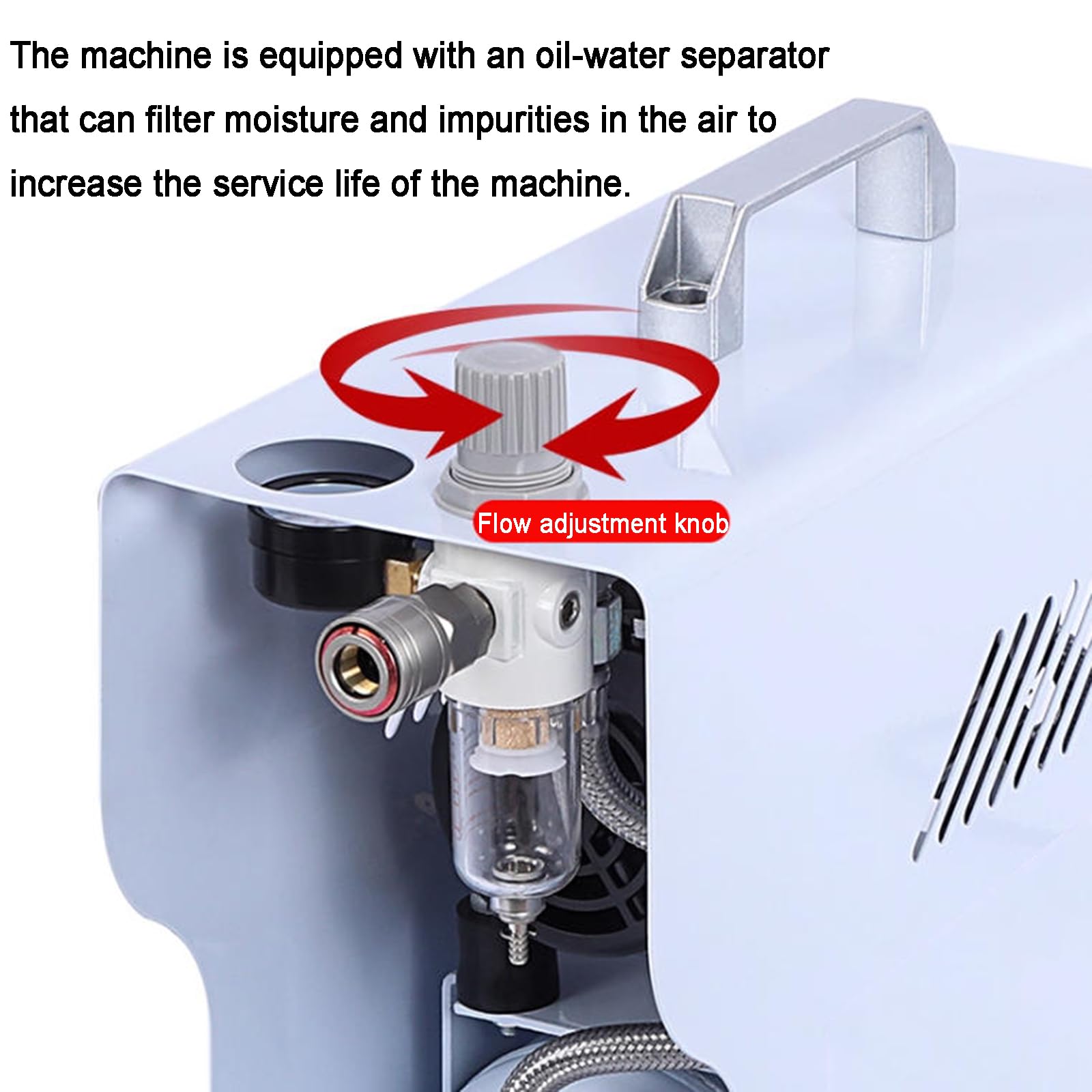 Compresor de aerógrafo, sin aceite con tanque de 4 litros, regulador, trampa de humedad, caudal de 48 l/min, ideal para pasatiempos, pintura y maquillaje