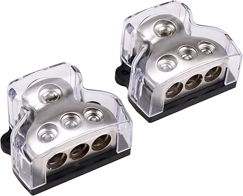 Bloque de distribución de energía de 3 vías, calibre 024 AWG, calibre 4810, bloque de conexión de distribución de amplificador estéreo de audio para