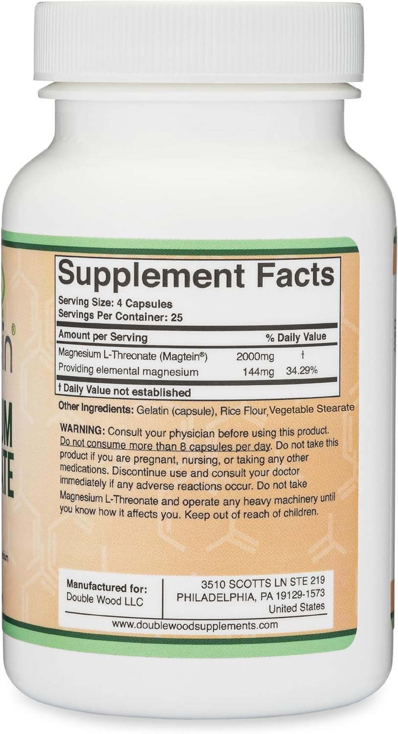 Magnesium L-Threonate, Magtein, Clinically Studied, 2000mg, 120 Capsules — Amazon image 8
