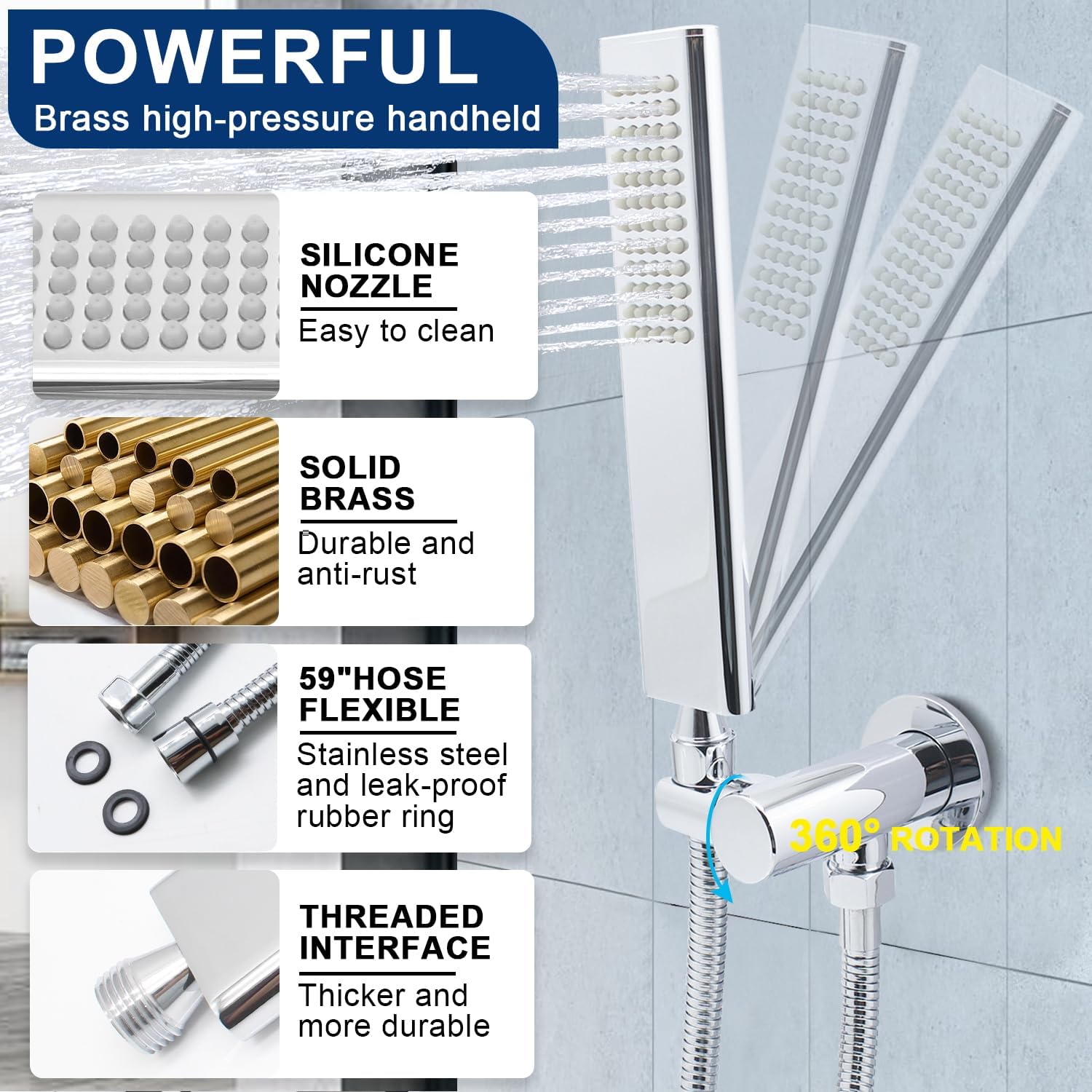 Full Body Rain Shower System 12 Inch Ceiling Mount Dual Function Shower Faucet System Set with Overhead Rainfall Shower Head Thermostatic Diverter Valve Control Flow and On-Off Simultaneously