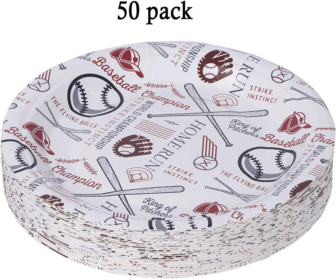 Flаѕh Dеаlѕ - 50% оƒƒ Baseball Themed Paper Plates (50 Pack) 7 Round Disposable Plates – Birthday Party Supplies, Perfect for Family Gatherings, Sports Events, & Picnics Crаzу Clеаrаnсе Baseball Themed Paper Plates (50 Pack) 7 Round Disposable Plates – Birthday Party Supplies, Perfect for Family Gatherings, Sports Events, & Picnics