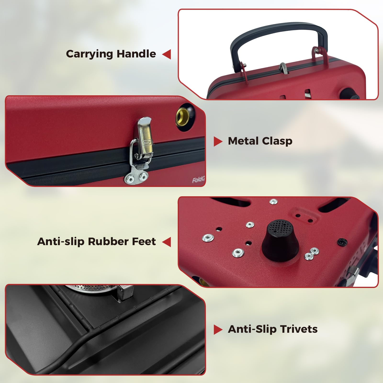 CAMPLUX FoldGo Campingkocher mit 2 Brennern, Tragbarer Gaskocher, Kompatibel mit Standard-Gaskartuschen, 28-30 mbar, Ideal für Camping, Wandern und Picknicks