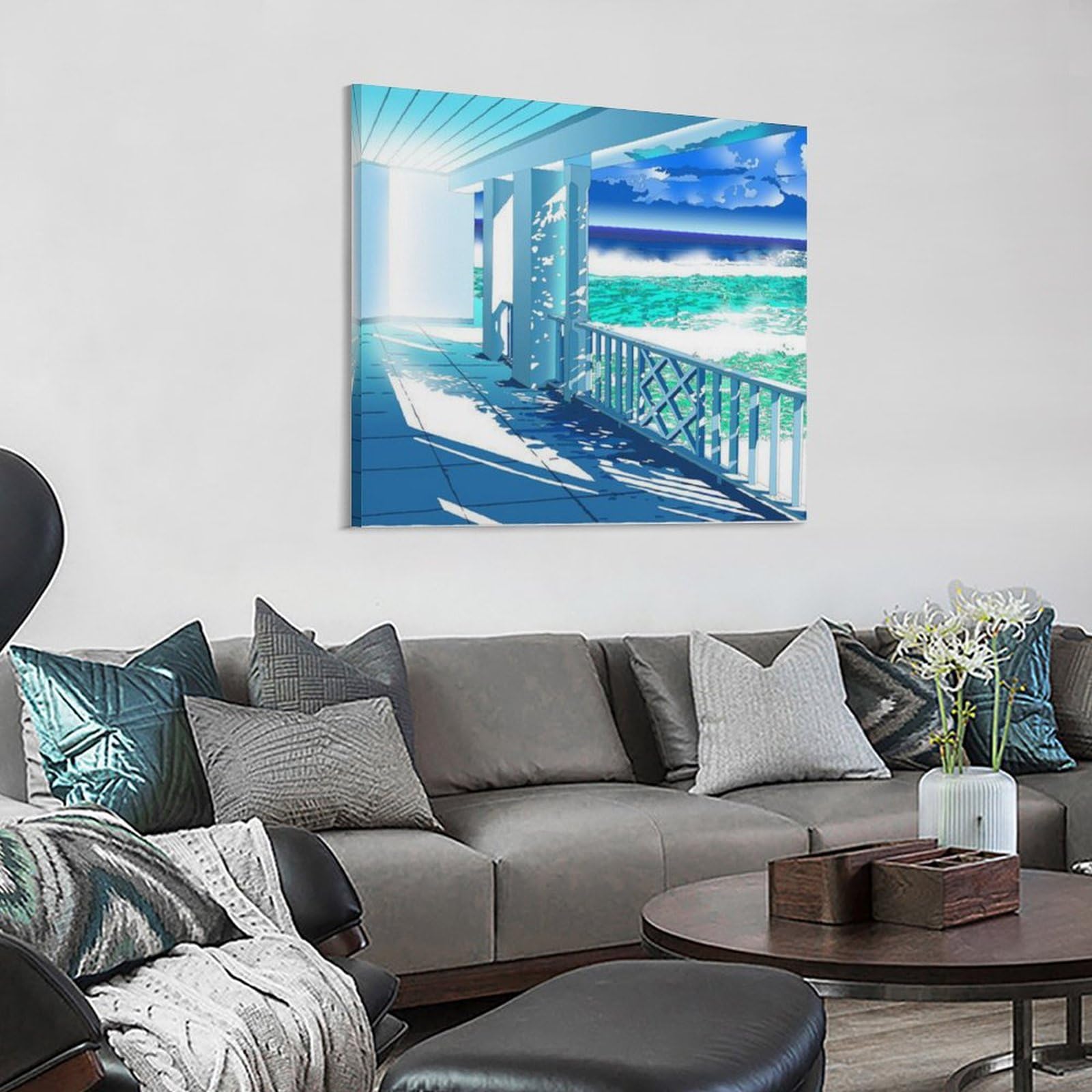 Amazon.co.jp: 鈴木英人《あの白い夏》ポスター 部屋飾り キャンバス