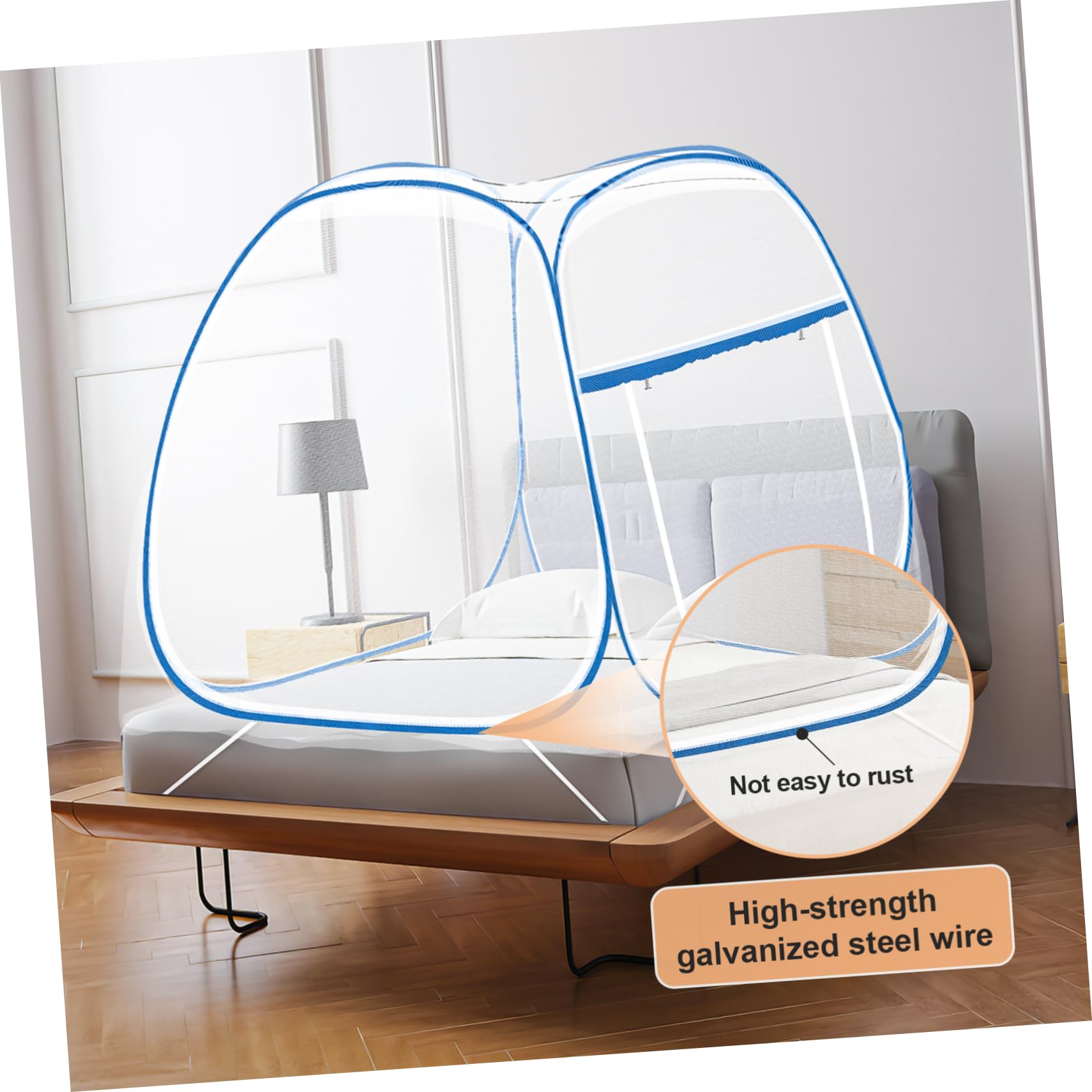 Tente Moustiquaire Pliable pour Lit Filet avec Ouverture Supérieure Large Facile à Installer Transporter