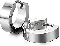 Vista 3 de Jstyle Pendientes de aro pequeños únicos de acero inoxidable para hombre, 1 par