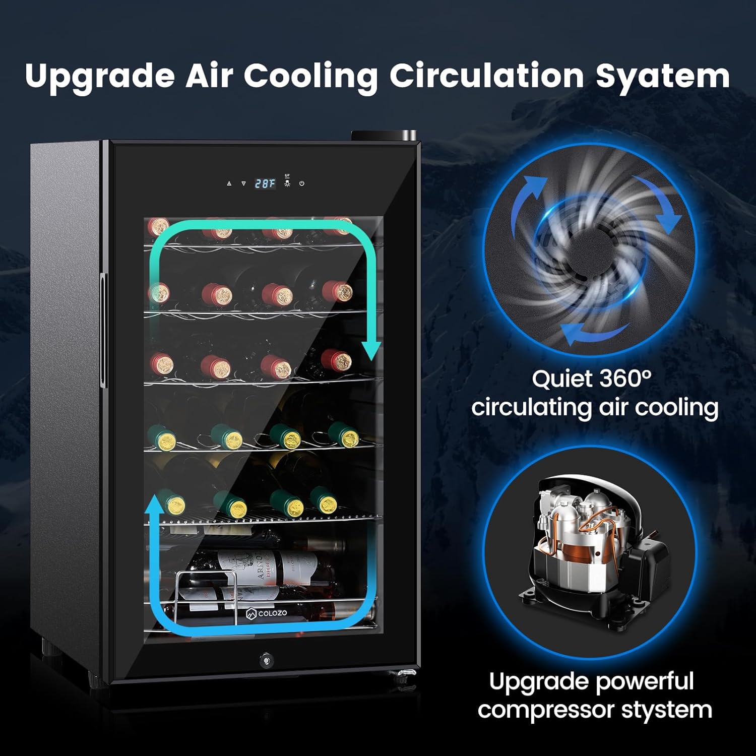 17 Inch Wine Cooler Refrigerator, Freestanding Under Counter Compact Wine Fridge, 40-65°F, 24 Bottle Countertop Mini Wine Cooler with Double-Layer Tempered Glass Door/ Lock for Bedroom/Apartment