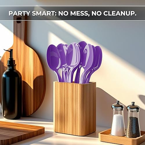 Vista 70 de Cucharas de plástico azul claro (paquete de 24) – Cucharas de color azul claro para fiestas, artículos de plástico duraderos, cucharas de plástico