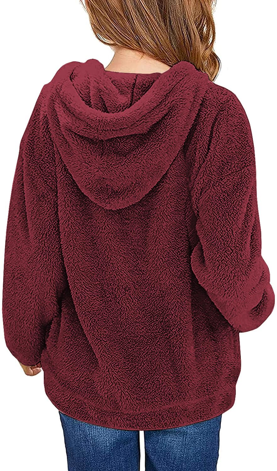 Haloumoning Sudadera con capucha de forro polar mullido para niñas de 4 a