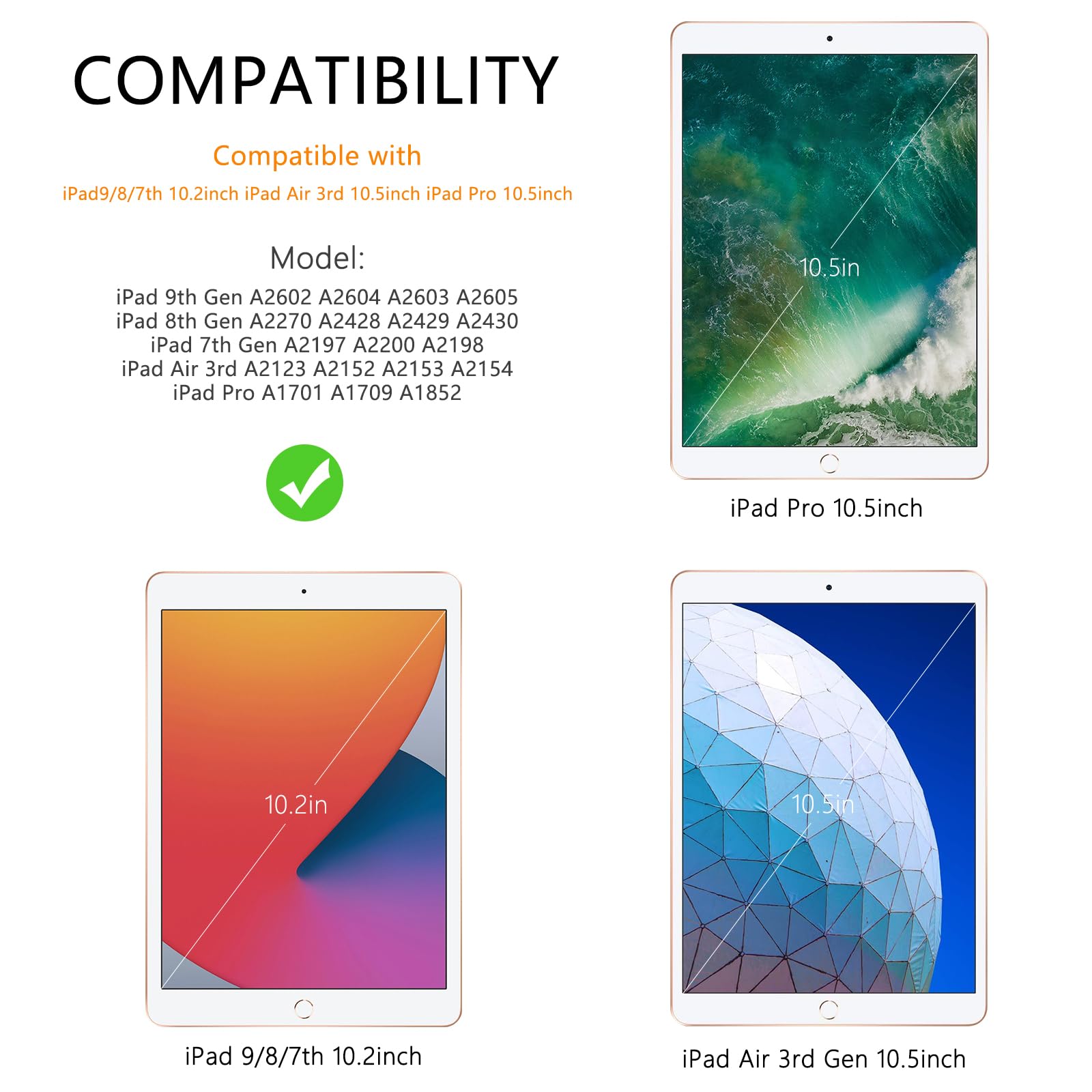 Funda con teclado para iPad de 9ª generación de 10.2 pulgadas 2021, magnéticamente absorbente, apagado y encendido automático, soporte para lápiz con 2 películas templadas para iPad de