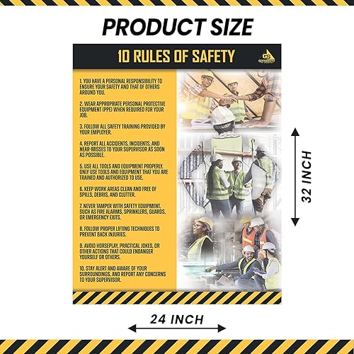 Miniatura 2 de GotSafety Póster de seguridad en el lugar de trabajo, 24 x 32 pulgadas, trabajo en equipo, directrices claras para un entorno de trabajo seguro y