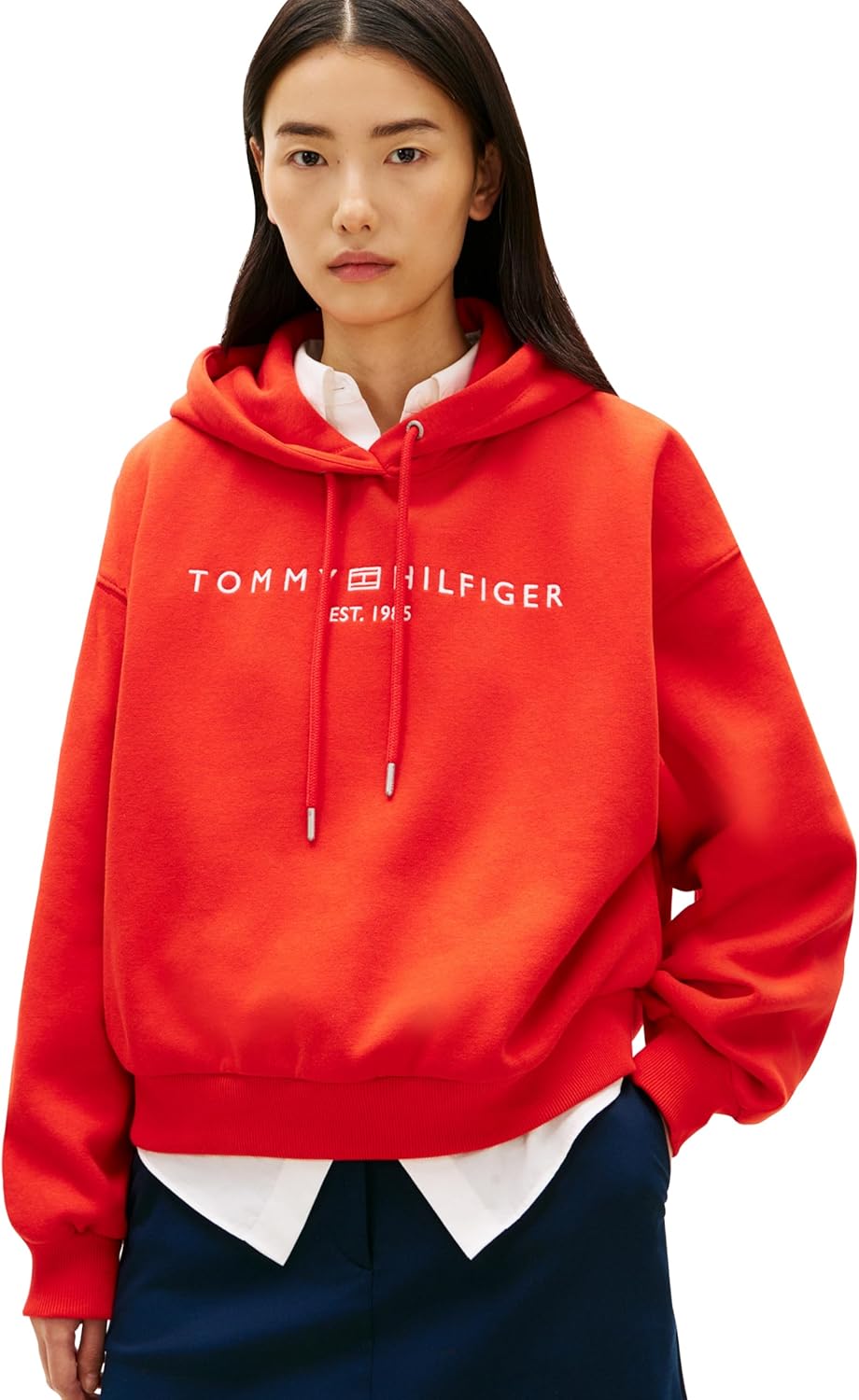 Tommy Hilfiger Women's Medium Weight Hoodie Sweatshirt Pullover With Logo